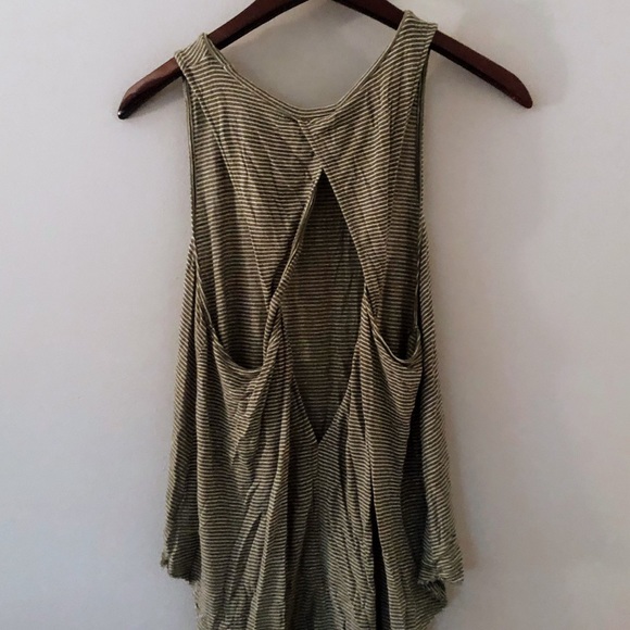 American Eagle | Green Striped Open Back Tank - Picture 3 of 4